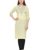 Lemon woven cotton cotton-kurtis