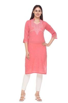 Peach woven cotton cotton-kurtis 1