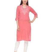 Peach woven cotton cotton-kurtis
