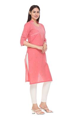 Peach woven cotton cotton-kurtis 2