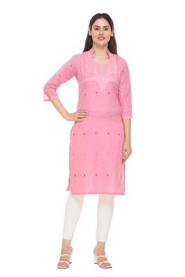 Pink woven cotton cotton-kurtis 1