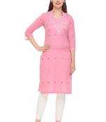 Pink woven cotton cotton-kurtis