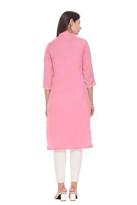 Pink woven cotton cotton-kurtis 3