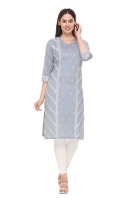 Grey woven cotton cotton-kurtis 1