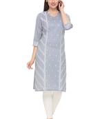 Grey woven cotton cotton-kurtis