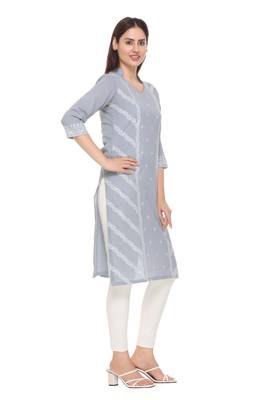 Grey woven cotton cotton-kurtis 2