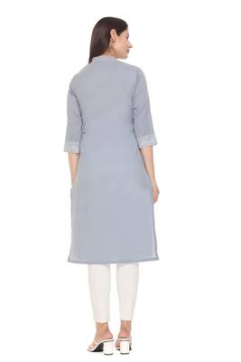 Grey woven cotton cotton-kurtis 3