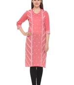 Peach woven cotton cotton-kurtis