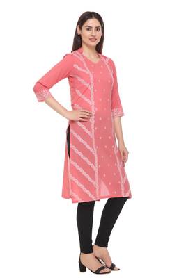 Peach woven cotton cotton-kurtis 2