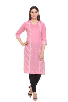 Pink woven cotton cotton-kurtis 1
