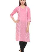 Pink woven cotton cotton-kurtis