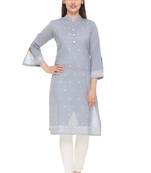 Grey woven cotton cotton-kurtis