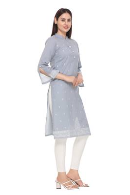 Grey woven cotton cotton-kurtis 2