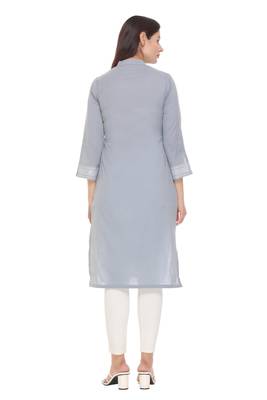 Grey woven cotton cotton-kurtis 3
