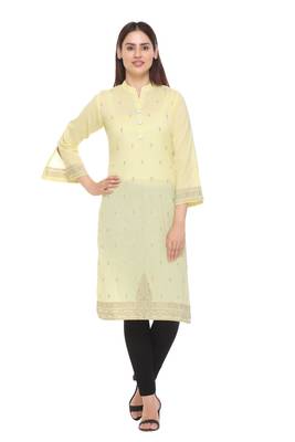 Lemon woven cotton cotton-kurtis 1
