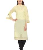 Lemon woven cotton cotton-kurtis