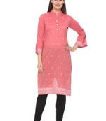 Peach woven cotton cotton-kurtis