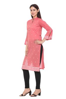 Peach woven cotton cotton-kurtis 2