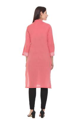 Peach woven cotton cotton-kurtis 3
