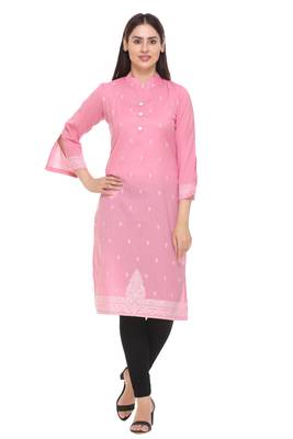 Pink woven cotton cotton-kurtis 1
