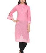Pink woven cotton cotton-kurtis