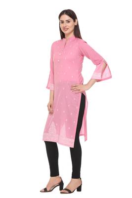 Pink woven cotton cotton-kurtis 2