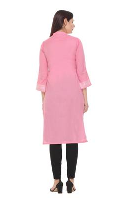 Pink woven cotton cotton-kurtis 3