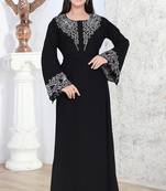 Sale Muslim Women Islamic Abaya Long Sleeve Maxi Dress Formal Party Jilbab Dubai Gown In Nida Fabric With Work Hijab