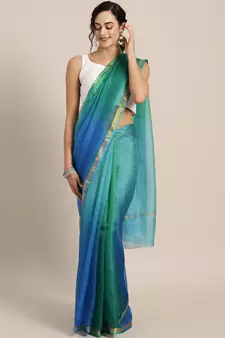 Black printed silk saree with blouse