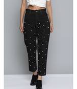 Black Pearl Detail Mom Jeans