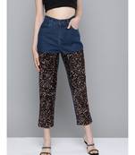 Blue Sequence Detail Mom Jeans