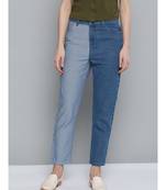 Blue & Navy Color Block Slouchy Jeans