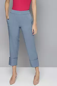 Blue Roll Up Pants