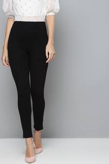 Black Back Zipper High Waist Jeggings