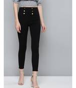 Black Front Button High Waist Jeggings