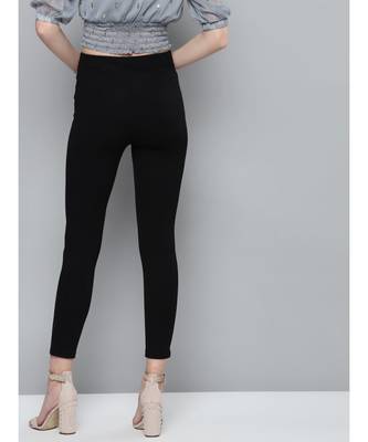 Black Front Button High Waist Jeggings 3