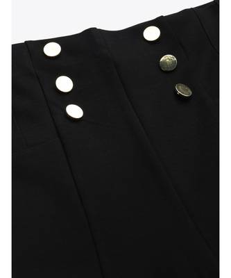 Black Front Button High Waist Jeggings 5
