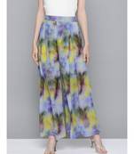 Yellow & Purple Tie-Dye Print Palazzo Pants
