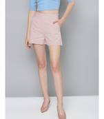 Pink Side Zipper Twill Shorts