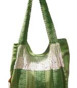 Luscious Green Colour Sequined Jhola Bag