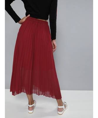 Red Pleated Maxi Skirt 3