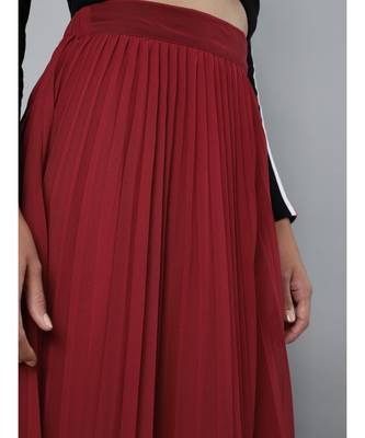 Red Pleated Maxi Skirt 5