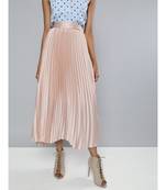 Champagne Pink Satin Pleated Maxi Skirt