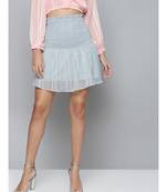 Blue Smoked Short Skirt