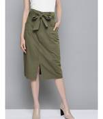Olive Paper Bag Waist Twill Skirt