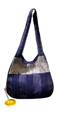 Luscious Blue Colour Sequined Jhola Bag 1