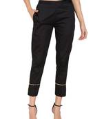 Black plain cotton trousers
