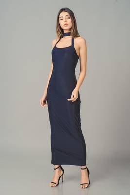 Black plain lycra long dresses 3