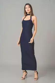 Black plain lycra long dresses