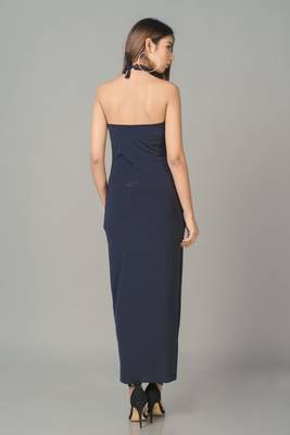 Black plain lycra long dresses 4